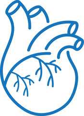 Human heart icon, human cardiology clinical icon blue vector