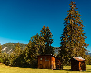 Beautiful alpine summer view at the famous Kleinwalsertal valley, Riezlern, Vorarlberg, Austria