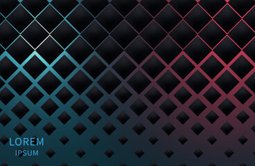 green pink background with black squares. different sizes. abstract background. scattering technology.