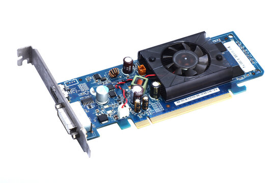 close up of old dusty computer graphics cards