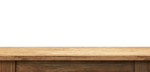 wooden table template, desk mock-up. Isolated