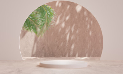 podium on earth tone colour background for product presentation. Natural beauty pedestal, relaxation and health, 3d illustration.