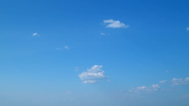 Nature weather blue sky. Clouds with blue light blue sky in horizon. Timelapse.