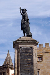 Fototapeta na wymiar Gijon (Spain). Monument to Don Pelayo in the Plaza del Marqués in the city of Gijón