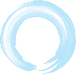 絵筆で描いた水の波紋のようなシンプルな円形水色フレーム