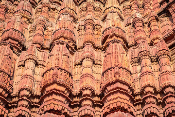 ancient hindu temple top architecture from different angle at day