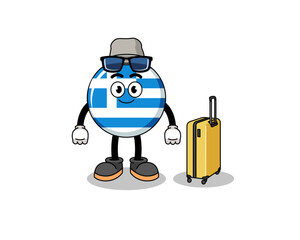 greece flag mascot doing vacation