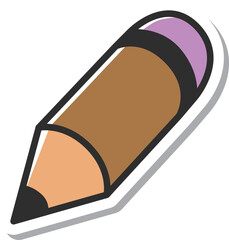 ステッカー風の単品アイコン　消しゴム付き鉛筆