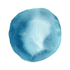 Round blue watercolor stain