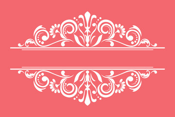 Vintage pink and white element. Graphic vector design. Damask graphic ornament