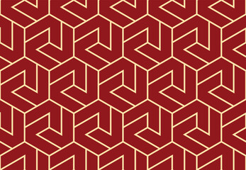 Abstract geometric pattern. A seamless vector background. Gold and red ornament. Graphic modern pattern. Simple lattice graphic design