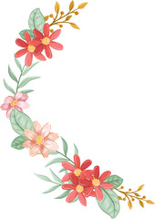 Orange Flower Arrangement with watercolor style