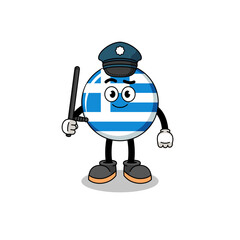 Obraz na płótnie Canvas Cartoon Illustration of greece flag police