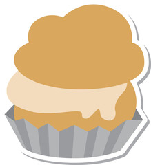 ステッカー風の単品食べ物イラスト　シュークリーム