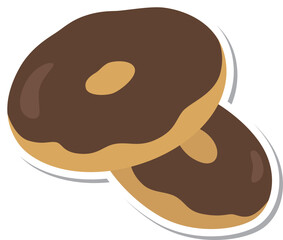 ステッカー風の単品食べ物イラスト　ドーナッツ