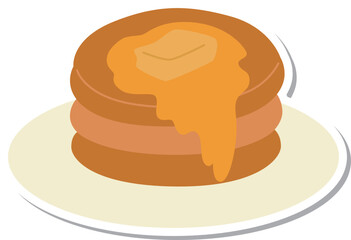 ステッカー風の単品食べ物イラスト　ホットケーキ
