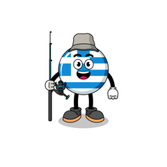 Mascot Illustration of greece flag fisherman