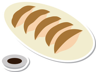 ステッカー風の単品食べ物イラスト　餃子