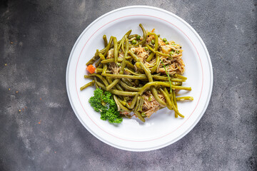 rice noodles, green bean, vegetable, asian snack healthy meal food on the table copy space food background rustic top view