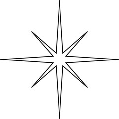 Black line sparkles symbol. Vector stars sparkle icon. Bright firework, decoration twinkle, shiny flash. Glowing light effect.