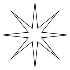 Black line sparkles symbol. Vector stars sparkle icon. Bright firework, decoration twinkle, shiny flash. Glowing light effect.