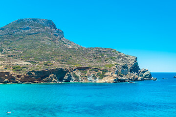 Amazing crystal clear water of Agali Beach, Folegandros,  Greece