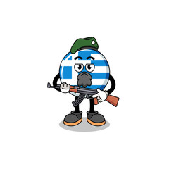 Character cartoon of greece flag as a special force