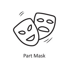 Part Mask vector outline Icon Design illustration. Party and Celebrate Symbol on White background EPS 10 File