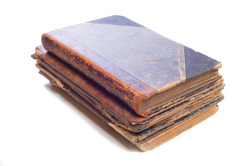  Stack of old books isolated on white background