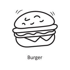Burger vector outline Icon Design illustration. Party and Celebrate Symbol on White background EPS 10 File
