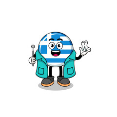 Illustration of greece flag mascot as a dentist