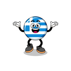 greece flag cartoon searching with happy gesture