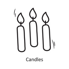 Candles vector outline Icon Design illustration. Party and Celebrate Symbol on White background EPS 10 File