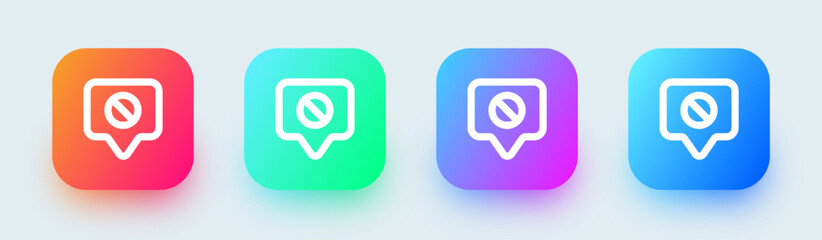 Off chat line icon in square gradient colors. Message signs vector illustration.