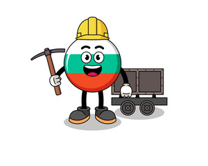 Obraz na płótnie Canvas Mascot Illustration of bulgaria flag miner