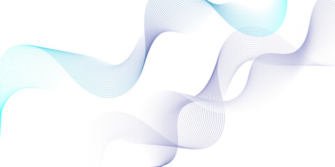 Fototapeta premium pink ribbon on white Abstract muted background with blue wavy lines. Abstract wave curve lines banner background design. Vector illustration. Modern template abstract design flowing particles wave.