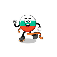 Mascot cartoon of bulgaria flag running on finish line