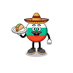 Character cartoon of bulgaria flag as a mexican chef