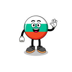 bulgaria flag cartoon doing wave hand gesture