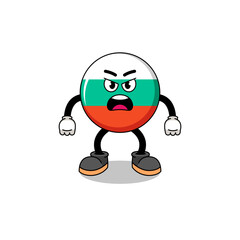 bulgaria flag cartoon illustration with angry expression