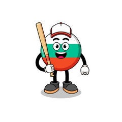 bulgaria flag mascot cartoon as a baseball player