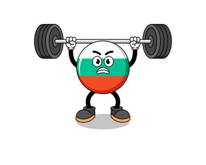 Plakat bulgaria flag mascot cartoon lifting a barbell