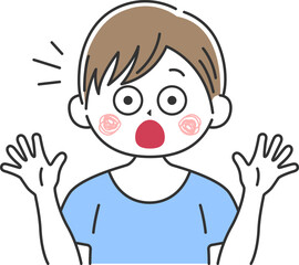 驚いてビックリする、男性のイラスト