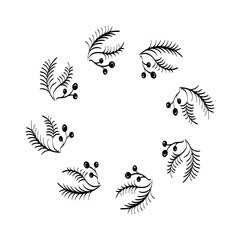 Christmas Wreath and garlands. Pattern Vintage Embroidery Design for print or use as party invitation, Greeting card, poster.