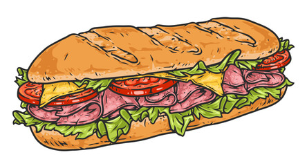 Sandwich baguette element colorful detailed