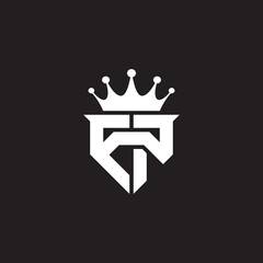 FP or PF logo monogram symbol shield with crown shape design vector