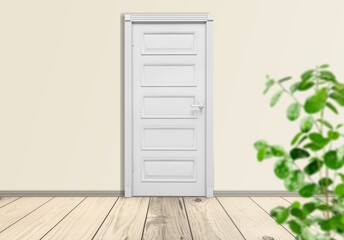 Interior background door way and fresh flowers