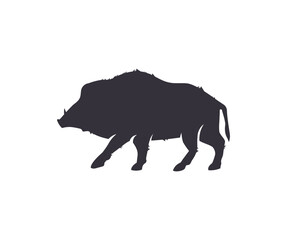 Silhouette wild boar, also wild pig icon design. Natural environment, habitat, close up, Sus scrofa. Wild boar background pig  vector design and illustration.
