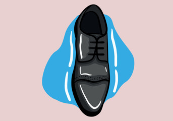 Black men's glossy patent leather shoe. Vector hand drawn illustration of a isolated background.