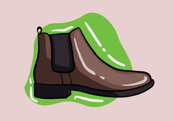 Hand drawn winter men boot. Flat Winter boot design for web, print, t-shirt and mobile. shoe boot illustration